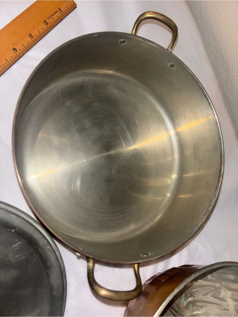Copper Dutch Oven Pot Tagus Portugal with Lid and unbranded Bundt Cake Pan Mold